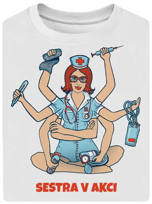 Sestra v akci unisex tričko oversized White