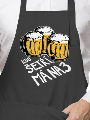 Kdo šetří, má na tři zástěra Dark Grey