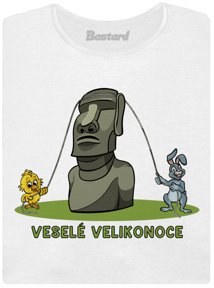 Velikonoční Moai dámské tričko s lemem White