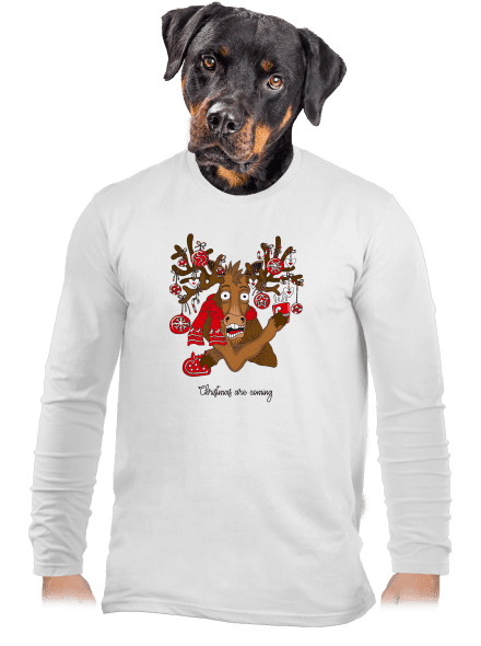 Vánoční sob pánské dlouhý rukáv White