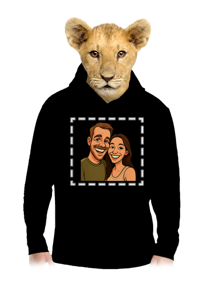 Karikatura z vlastní fotky dětská mikina klokanka Black