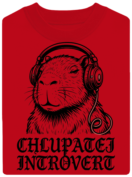 Chlupatej introvert unisex mikina bez kapuce Red