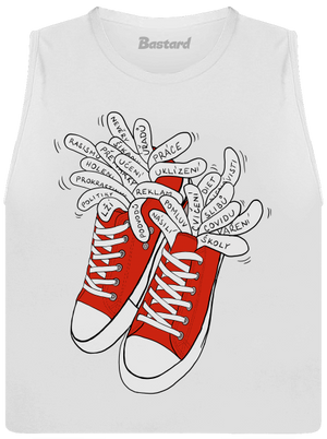 Plný kecky dámské tílko volné White