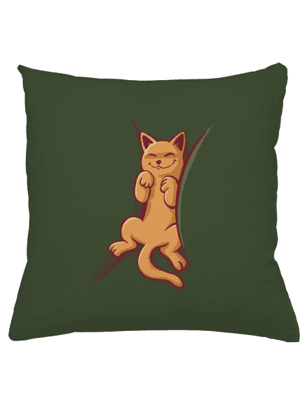 Spící kotě polštář Olive Green