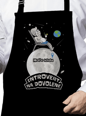 Introvert na dovolené zástěra Black