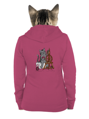 Kočka přede dámská mikina na zip Magenta