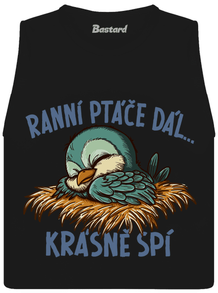 Ranní ptáče spí dámské tílko volné Black