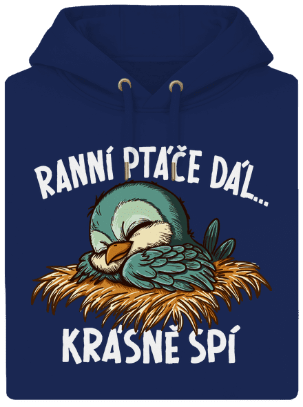 Ranní ptáče spí unisex mikina premium Navy