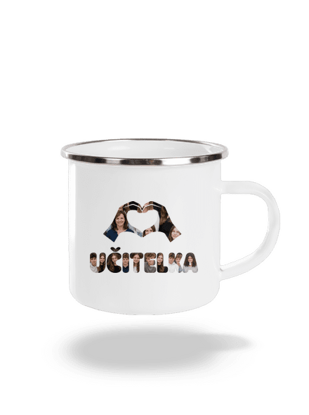 Nápis pro učitele z vlastních fotek plecháček White