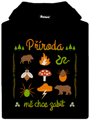 Příroda mě chce zabít pánská mikina klokanka Black