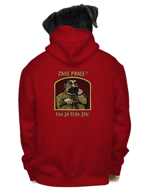 Zase práce? pánská mikina na zip Red