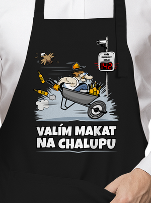 Valím na chalupu zástěra Black