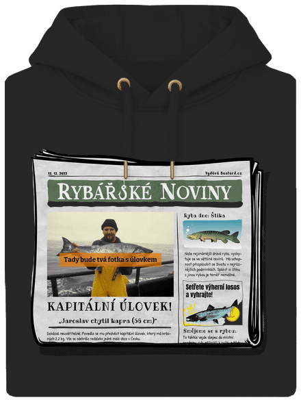 Rybářské noviny unisex mikina premium Dark Black