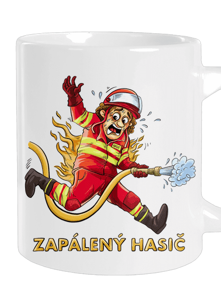 Zapálený hasič a hasička velký hrnek White