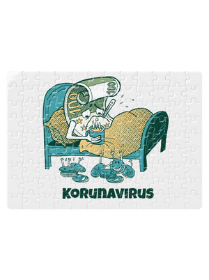 Korunavirus v posteli puzzle White