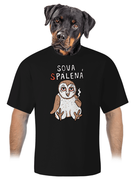 Sova Pálená unisex tričko oversized Black
