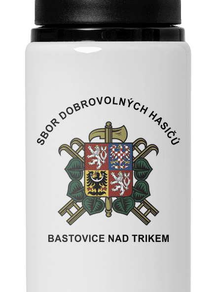 Sbor dobrovolných hasičů s vlastním erbem obce lahev na vodu White