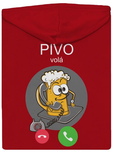 Pivo volá pánská mikina na zip Red