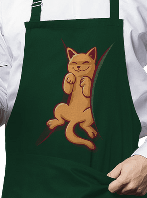 Spící kotě zástěra Bottle Green