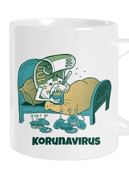 Korunavirus v posteli velký hrnek White
