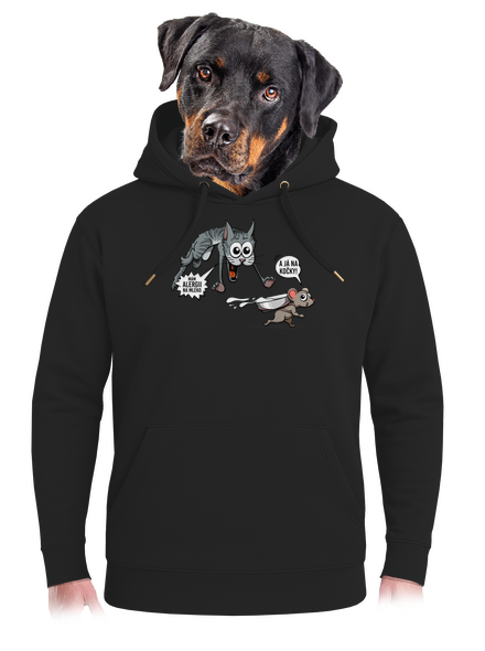 Alergická kočka a myš unisex mikina premium Dark Black