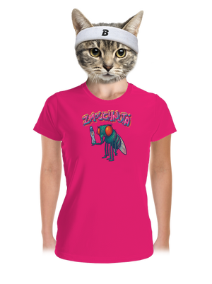 Zmouchnutá dámské sportovní tričko Neon Pink