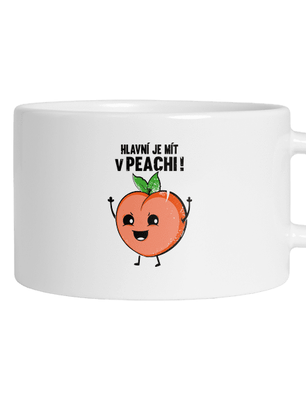 V peachi hrnek makronka White