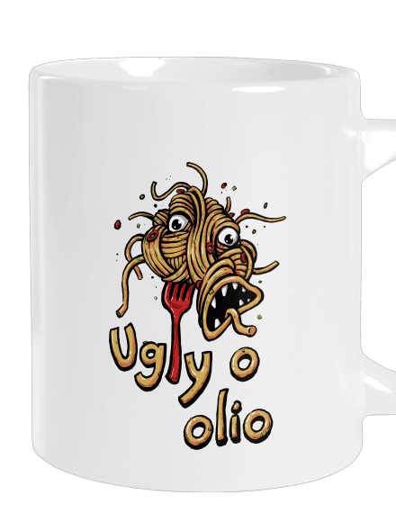 Ugly o olio velký hrnek White