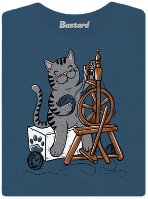 Kočka přede dámské tričko premium Petrol Blue