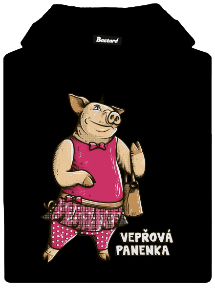 Vepřová panenka pánská mikina klokanka Black