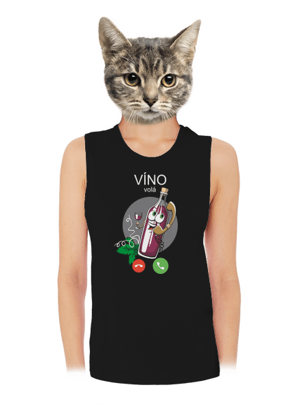 Červené víno volá dámské tílko volné Black