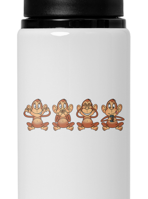 Opička s mobilem lahev na vodu White