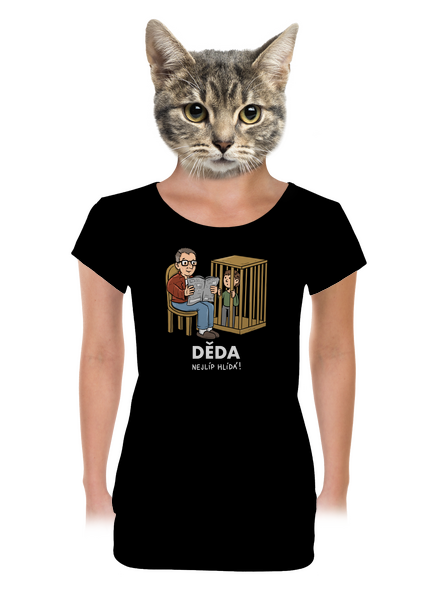 Děda hlídá dámské tričko s lemem Black