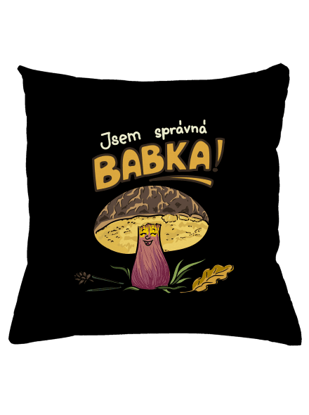 Babka a hříbeček polštář Black