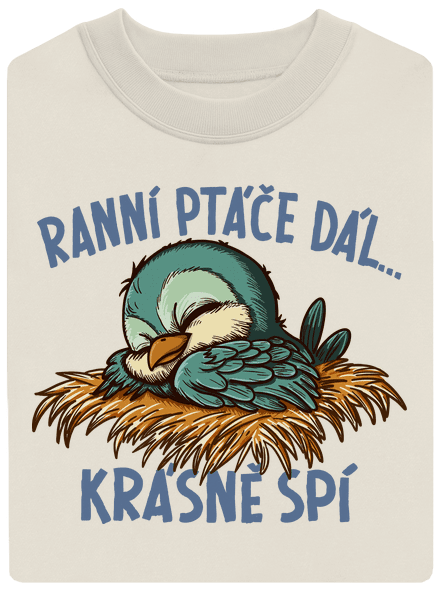 Ranní ptáče spí unisex mikina bez kapuce Off White