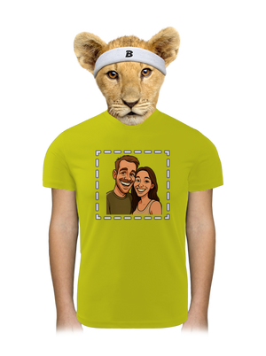 Karikatura z vlastní fotky dětské sportovní tričko Neon Yellow