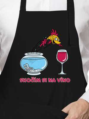 Skočím si na víno zástěra Black