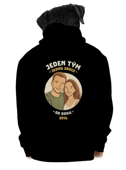 Jeden tým z vlastní fotky pánská mikina na zip Black