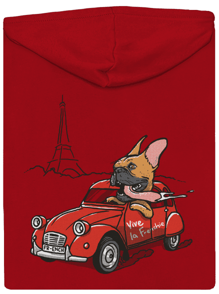 Francouzský buldoček pánská mikina na zip Red
