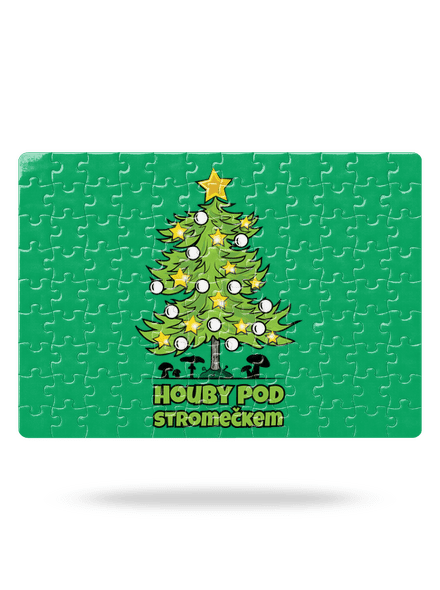 Houby pod stromečkem puzzle White