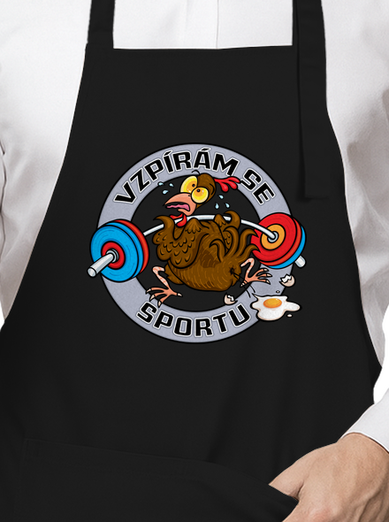 Vzpírám se sportu zástěra Black