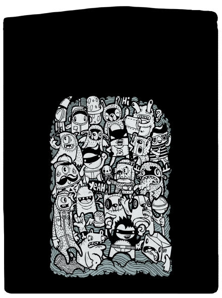 Doodle pánská mikina na zip Black