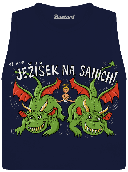 Ježíšek na saních dámské tílko volné Navy
