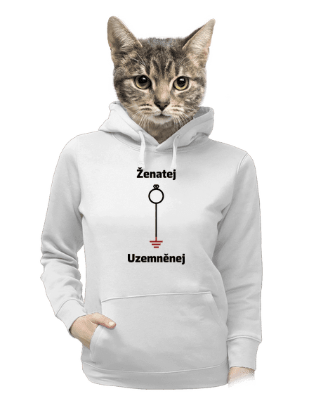 Ženatej a uzemněnej dámská mikina klokanka White