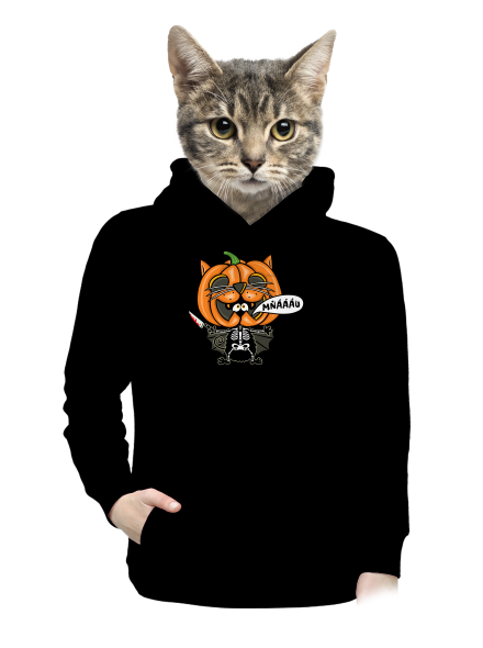 Halloweenská kočička dámská mikina klokanka Black