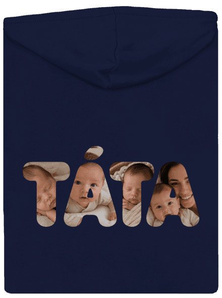 Nápis táta z vlastních fotek pánská mikina na zip Navy