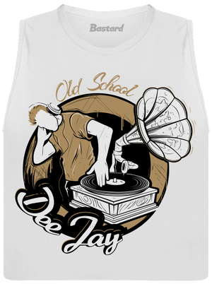 Old School DJ dámské tílko volné White