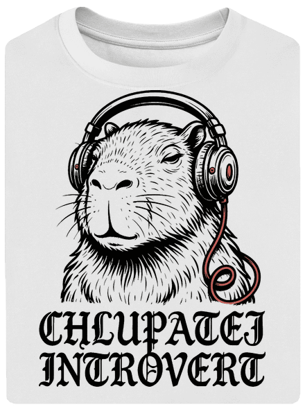 Chlupatej introvert unisex tričko oversized White