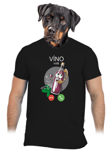 Červené víno volá pánské tričko Black