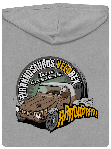 Tyrannosaurus Velorex pánská mikina na zip Light Melange